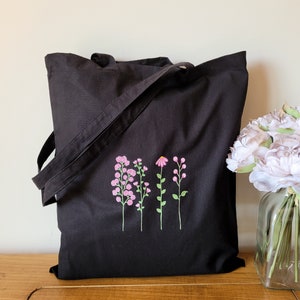 handpainted floral sustainable shopping bag Pink