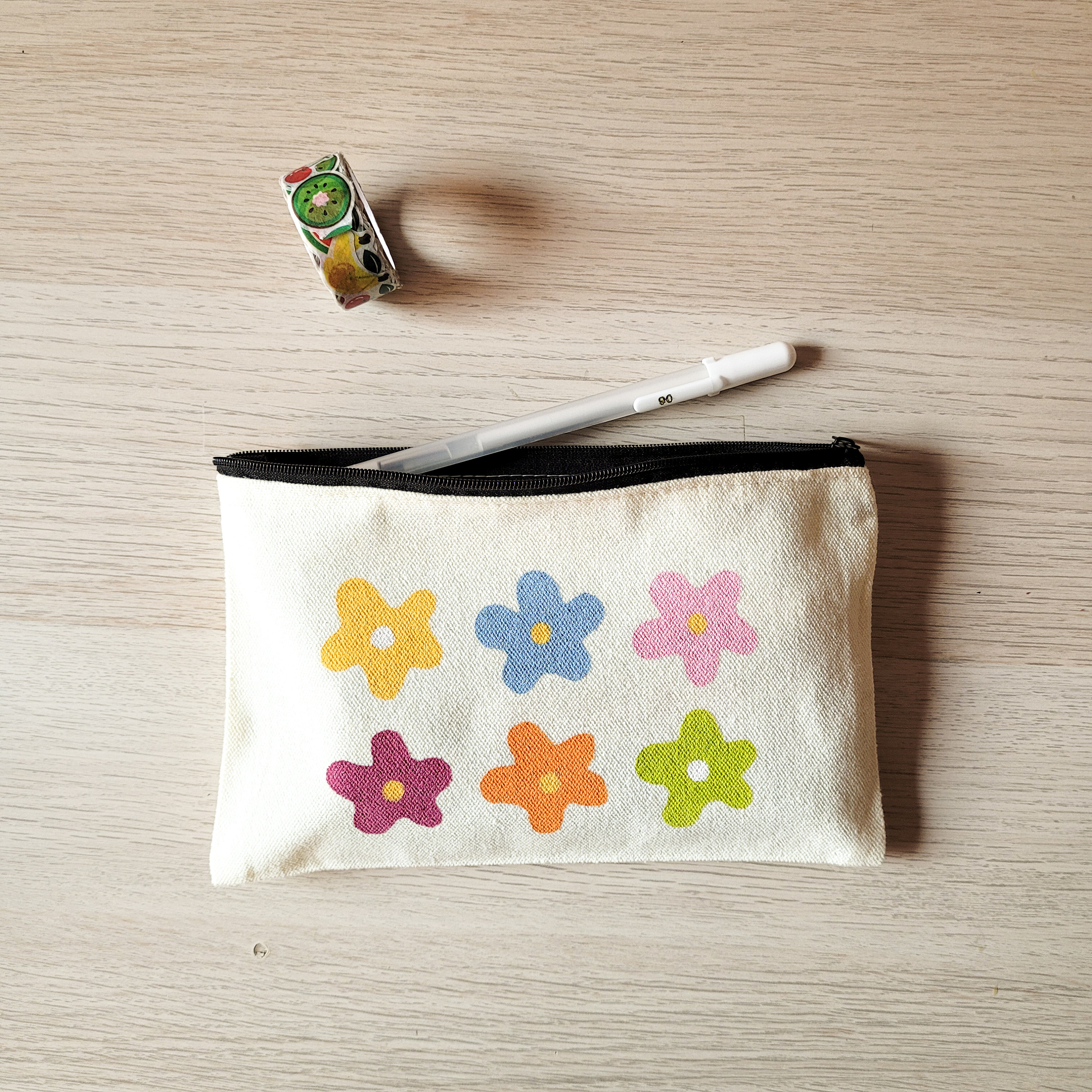 Trousse à Crayons Floral 19x8,5x7,5 Cm - Tissu, Motif Esthétique, Pour école, Bureau, Voyage - 12