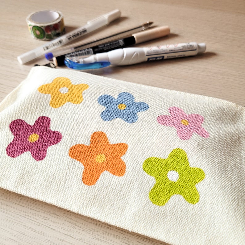 Retro Flower Pencil Case Pencil Pouch Pencil Case Aesthetic Etsy