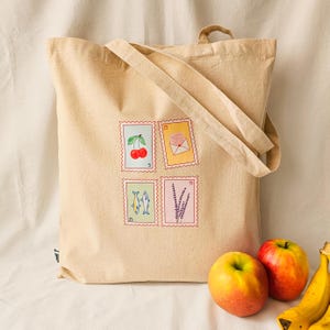 Post Stamps Tote Bag Canvas, Travel Shoulder Bag, Gift for Stamp Collector, Traveler Reusable Bag, Gift for Traveler