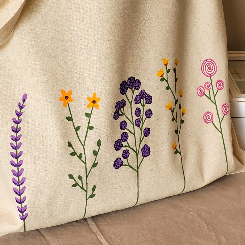 floral tote bag, floral canvas tote bag, flower tote bag, tote bag aesthetic, cute tote bag, shopping bag, reusable tote bag, ecobag image 8