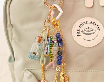 mermaid backpack charm, ocean bag keychain, school bag accessory, back to school charm, beach vibe keychain, aesthetic locker charm