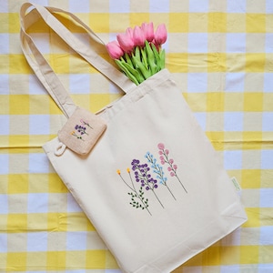 Floral Canvas Tote Bag and Coin Purse Set - Perfect Mom Gift, Minimalist Totebag and Pouch, Useful Mothers Day Gifts