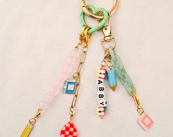 Personalized new teacher gift keychain, student teacher graduation gift, custom initial charm, future teacher gift