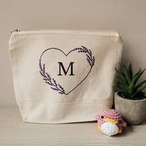 personalized makeup bag, monogram canvas pouch, custom cosmetic bag, makeup bag for women, unique gift for women, handmade gift for her