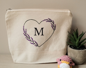 personalized makeup bag, monogram canvas pouch, custom cosmetic bag, makeup bag for women, unique gift for women, handmade gift for her