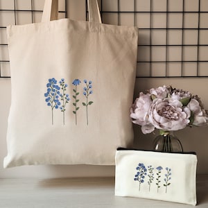 Set of Handpainted Canvas Tote Bag and Pencil Case Useful for Going to ...