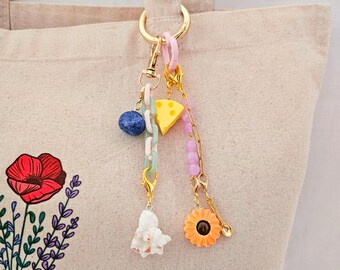 Bag Charm, Gift for Her, Cute Foodie Keychain, Aesthetic Tote Bag Charm, Small Gift Idea, Colorful Purse Charm