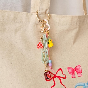 Gelber Enten-Schlüsselanhänger, Perlen-Geldbörsen-Anhänger, süßes Handtaschen-Accessoire, Brautjungfern-Geschenk, Valentinstagsgeschenk für Frauen
