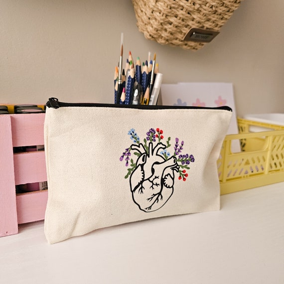 Heart Pencil Case for Girls, Heart Pencil Pouch Aesthetic