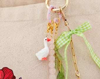 Purse Bag Charm, Goose Bag Charm, Cottagecore Accessory, Unique Gift for Her, Handmade Backpack Charm