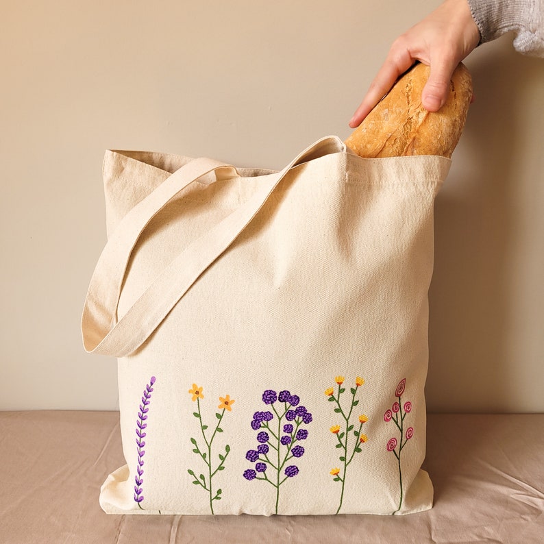 floral tote bag, floral canvas tote bag, flower tote bag, tote bag aesthetic, cute tote bag, shopping bag, reusable tote bag, ecobag image 5