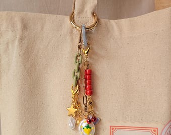 lemon keychain charm bag, cherry bag charm, cute purse charm accessory, trendy gift for girl, christmas gift for women, bridesmaid gift