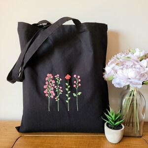 handpainted floral sustainable shopping bag Coral