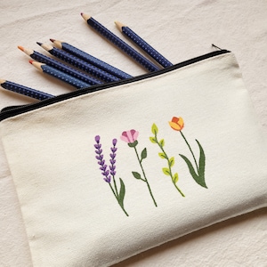 bolsa clutch floral pintada à mão, estojo minimalista com flores da primavera, bolsa para organizar a bolsa