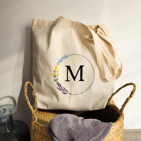 sac en tissu personnalisé, sac peint à la main, sac à fleurs personnalisé, sac fourre-tout personnalisé, sac décoré, cadeau personnalisé