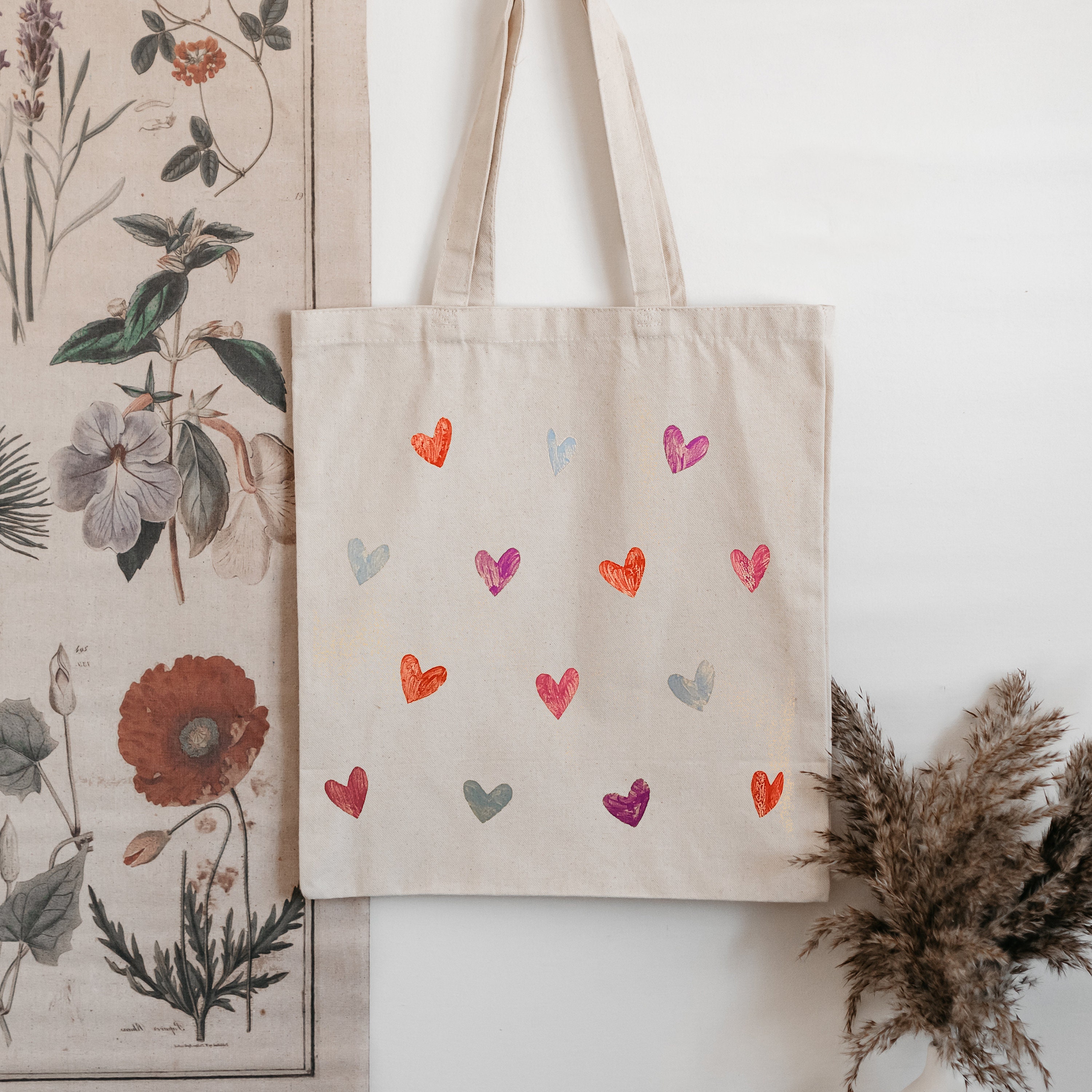 Mom Gift - Handprint Hearts Cloth Bag, Handmade Eco-friendly
