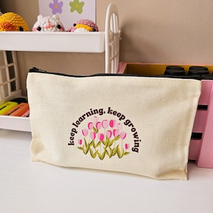 cotton pencil case cute, canvas pencil case, pouch aesthetic, pencil case pouch, gift for student, gift for teacher, school pencil case