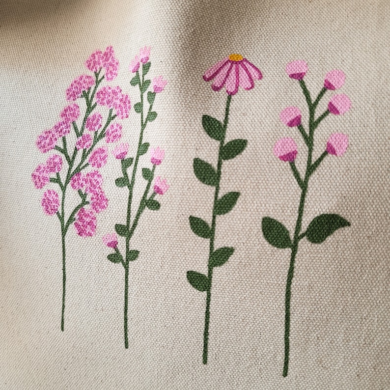 trendy cute preppy tote bag, aesthetic pink floral canvas tote bag, reusable cotton tote bag, gift for her image 9