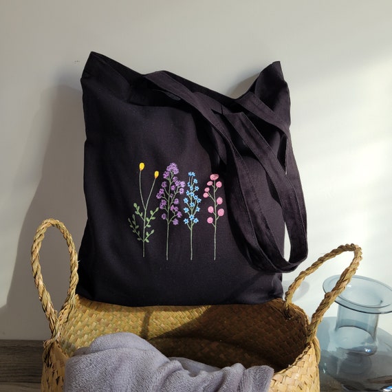 Black Tote Bag, Black Canvas Tote Bag, Floral Tote Bag Canvas, Aesthetic Tote  Bag, Cute Tote Bag, Shopping Bag, Black Bag Flowers, Ecobag -  Sweden