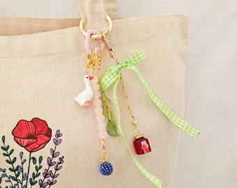 Goose Bag Charm — Cottagecore Purse Accessory, Handmade Farm Animal Gift