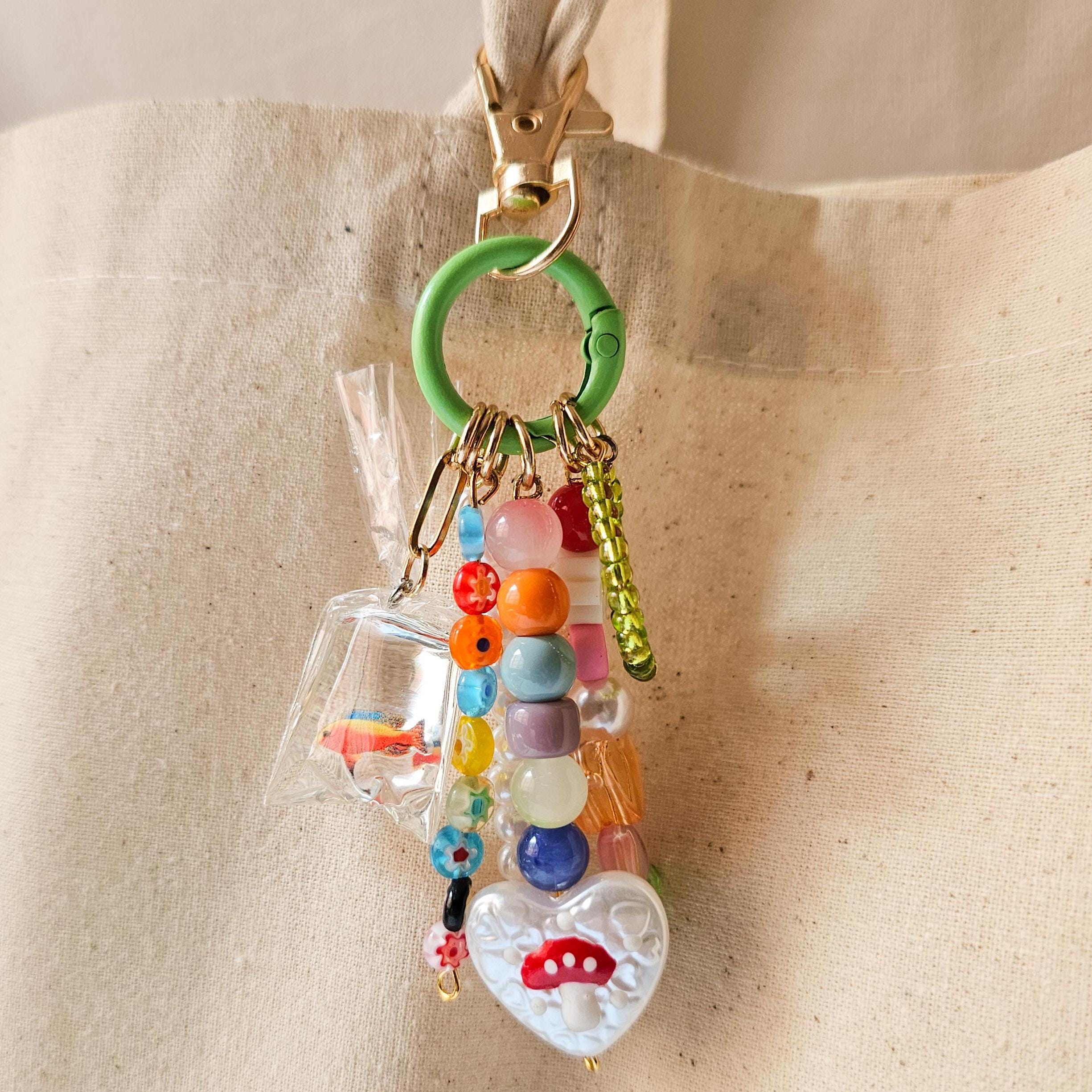 Fishercore Bag Charm, Fish and Tulip Keychain, Nature Aesthetic