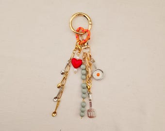 Chef gift charm for bag — handmade foodie keychain, cooking themed charm, cute gift for cook or baker