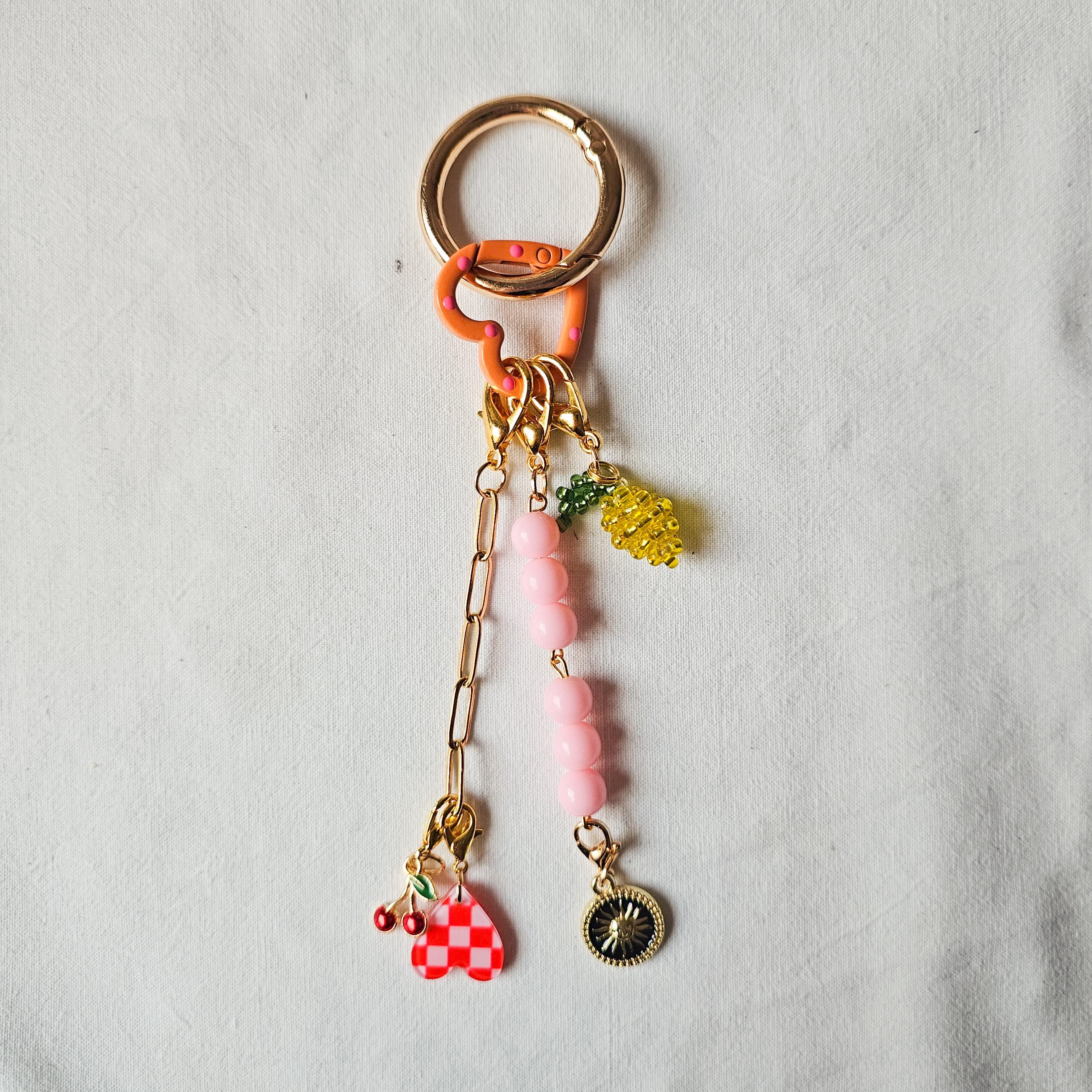 Beaded Backpack Charm, Strawberry Bag Keychain, School Bag Accessory ...