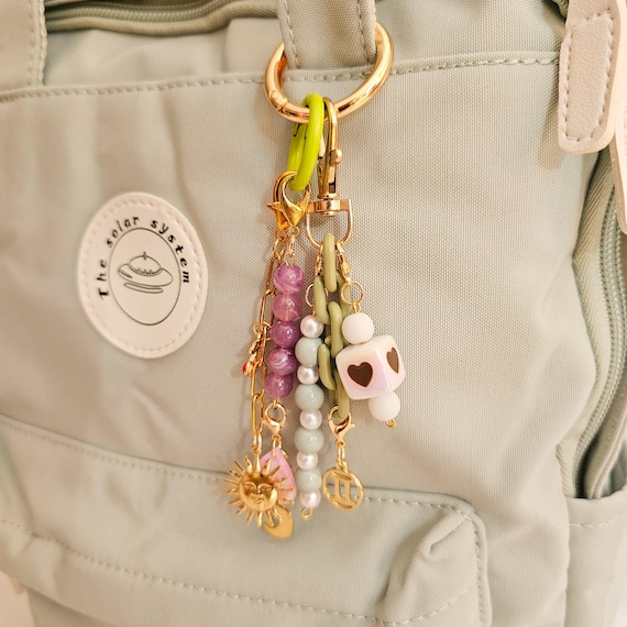 Llavero zodiaco vuelta al cole, charm celestial para mochila, accesorio espiritual para chicas, regalo locker místico