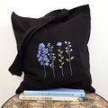 black tote bag, floral black tote bag, tote bag aesthetic, cloth bag, aesthetic tote bag, ecobag, black bag, shopping bag, cotton tote bag product logo