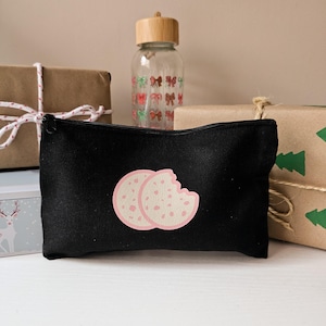 trousse scolaire noire, trousse en tissu, trousse de maquillage, trousse en tissu avec fermeture éclair, trousse de toilette femme, trousse à biscuits