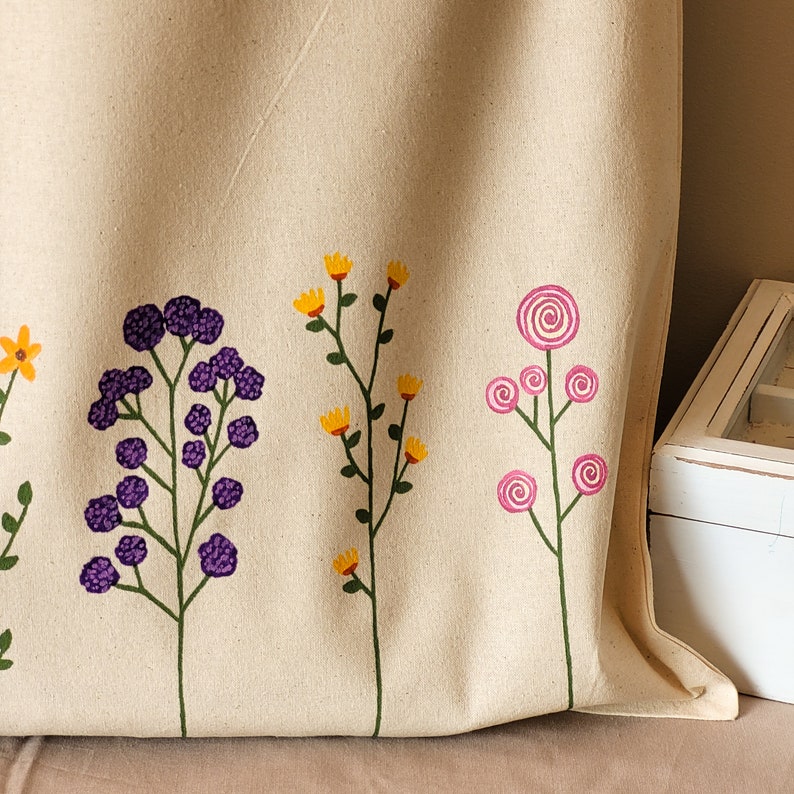 floral tote bag, floral canvas tote bag, flower tote bag, tote bag aesthetic, cute tote bag, shopping bag, reusable tote bag, ecobag image 7