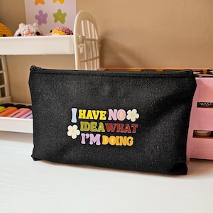 black pencil case funny quote, pencil pouch, pencil case aesthetic, aesthetic pencil case, quote pencil pouch, pencil bag, cute pouch