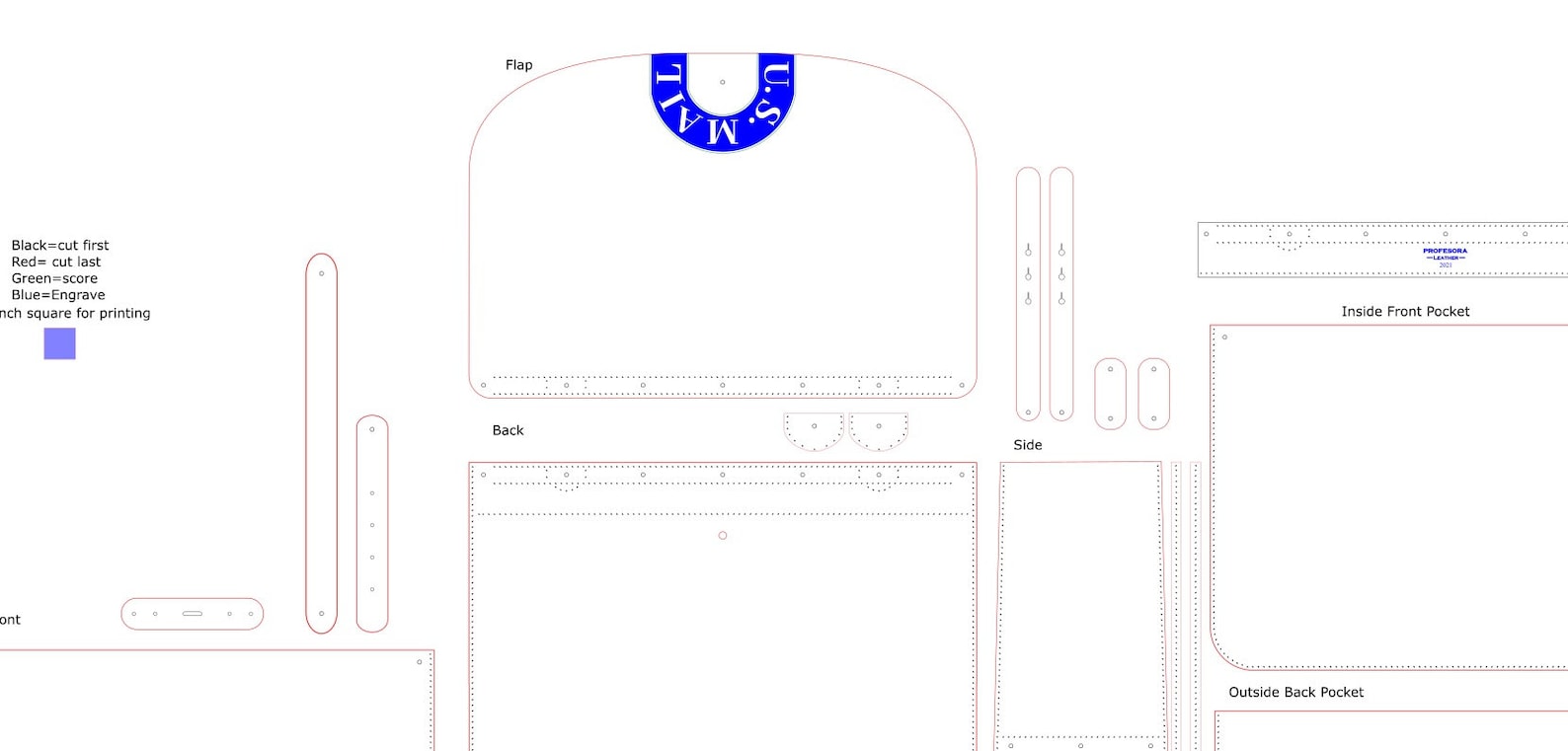 DIY Vintage Leather US Mail Bag Pattern in Pdf and Svg Formats for Hand
