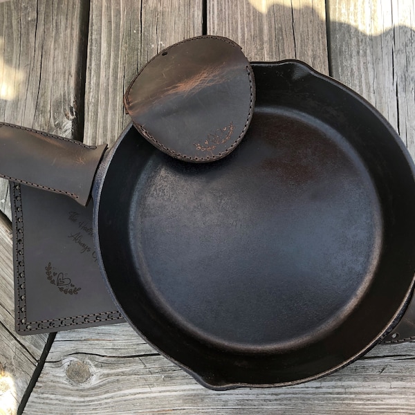DIY Leather Cast Iron Skillet and Pans Hot Handle Holders in PDF and SVG formats