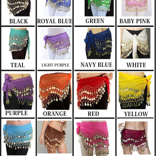 3 Rows Belly Dance Hip Scarf Wrap Belt Dancer Skirt Costume Etsy