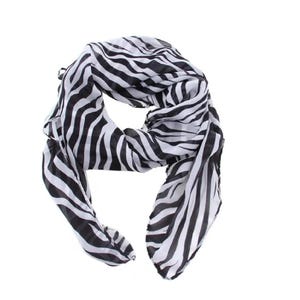 Summer Style Women Girls Chiffon Long Zebra Printed Scarf Shawl Cachecol Soft and Smooth to Touch with Some Funky Edge