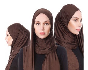 Hochwertiger Jersey Stretchy Hijab Großer schlichter Maxi Schal Schal