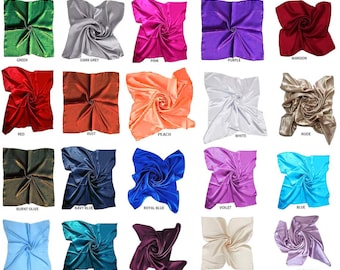Satin Silk Large 90 cm X 90 cm Square Plain Nautical Head Neck Scarf Wrap