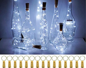 15 pack of 20 LEDs Silver Wine cork lights, Party Lights. 39-in & 20 Fairy Lights. Wine Bottle lights Party, Decor, Wedding (Warm White)