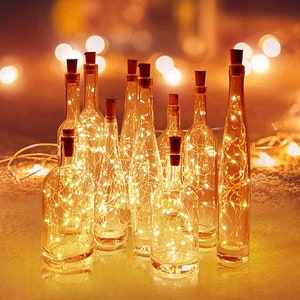 Copper wire  10 or 20 LEDs Wine cork lights, Party Lights. 39-in & 20 Fairy Lights. Wine Bottle lights Party, Decor, Christmas