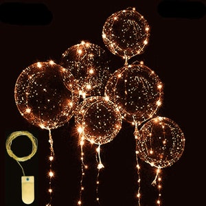 Warm White LED Light Up Balloons with 20 LEDs Fairy Warm White Lights,  6 ft long cooper wire , Wedding Decorations lights