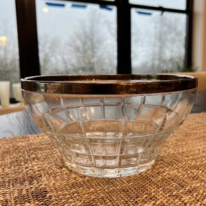 Cut Crystal Serving Bowl with Silver Plated Rim