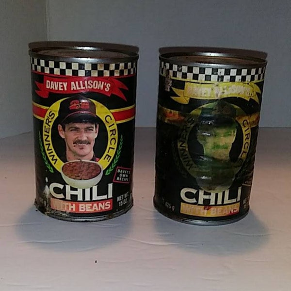 Vintage Davey Allision Chilli With Beans Cans 1993 Winners Circle Vintage NASCAR Vintage Davey Allision Collectibles NASCAR Collectibles