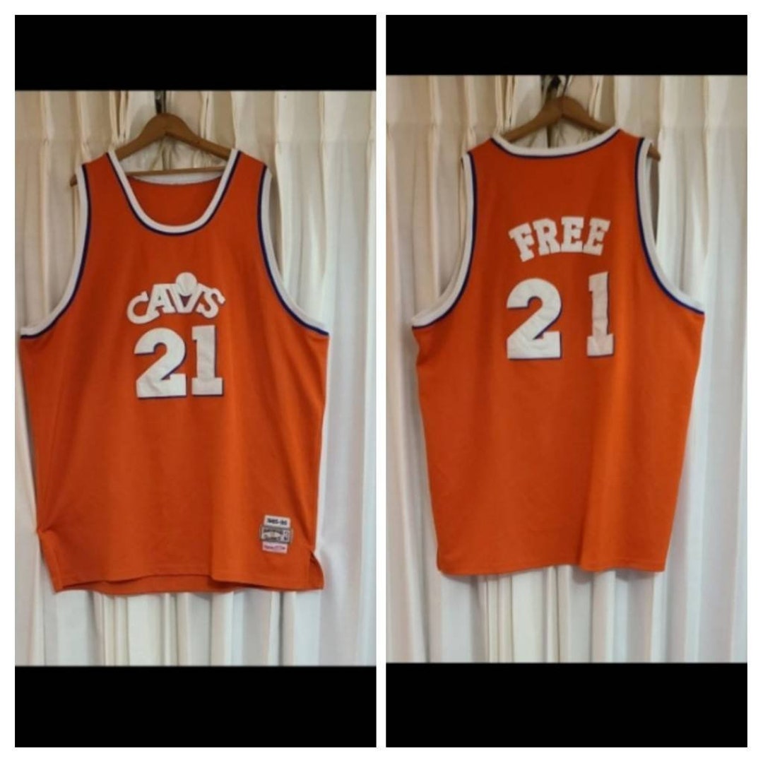 ✅NEW Mitchell & Ness World B Free Cleveland Cavaliers 21 jersey Orange (L)✔️