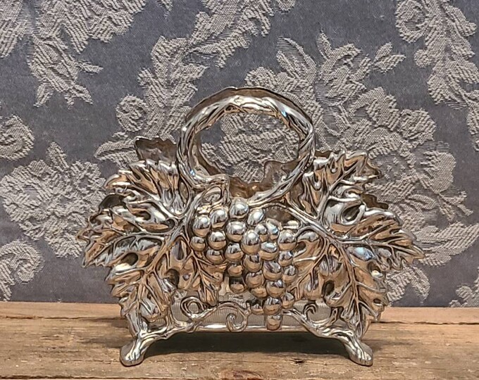 Vintage Godinger Silver Plated Grapevine Napkin Holder 1994 Vintage Napkin Holder Vintage Silver