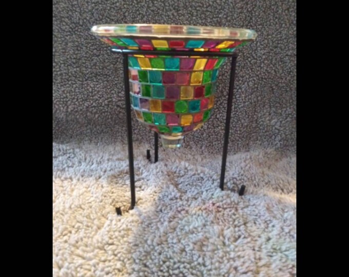 Vintage Fusion Hurricane Stained Glass Tiled Candle Holder and Stand Etsy
