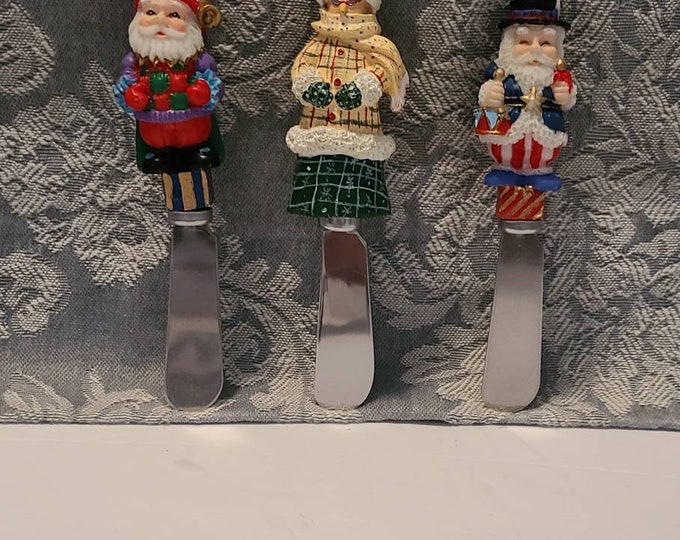 Vintage Christmas Butter/cheese Spreaders Knives Stainless Steel Etsy