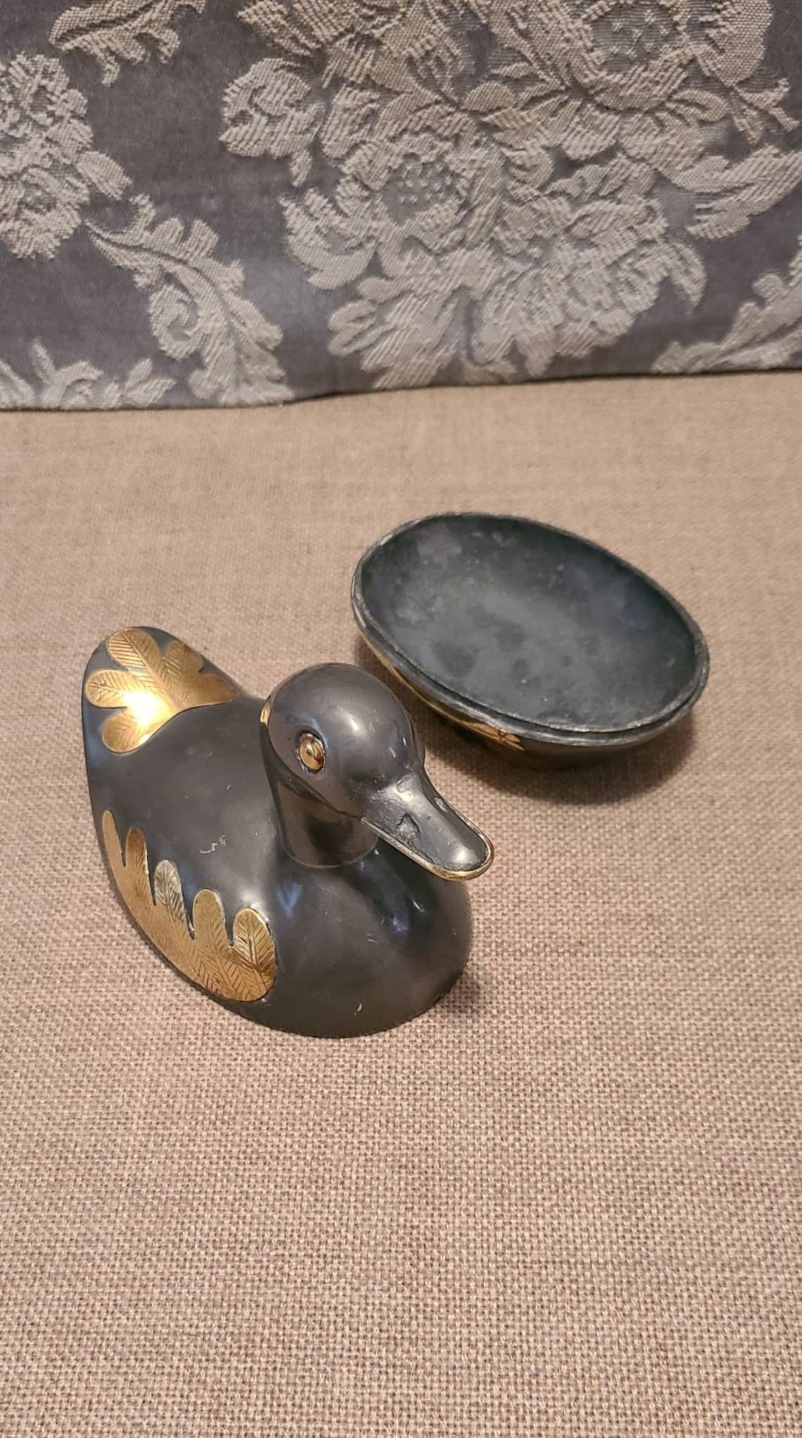 Vintage Solid Pewter & Brass Duck Bowl With Lid Trinket Etsy UK