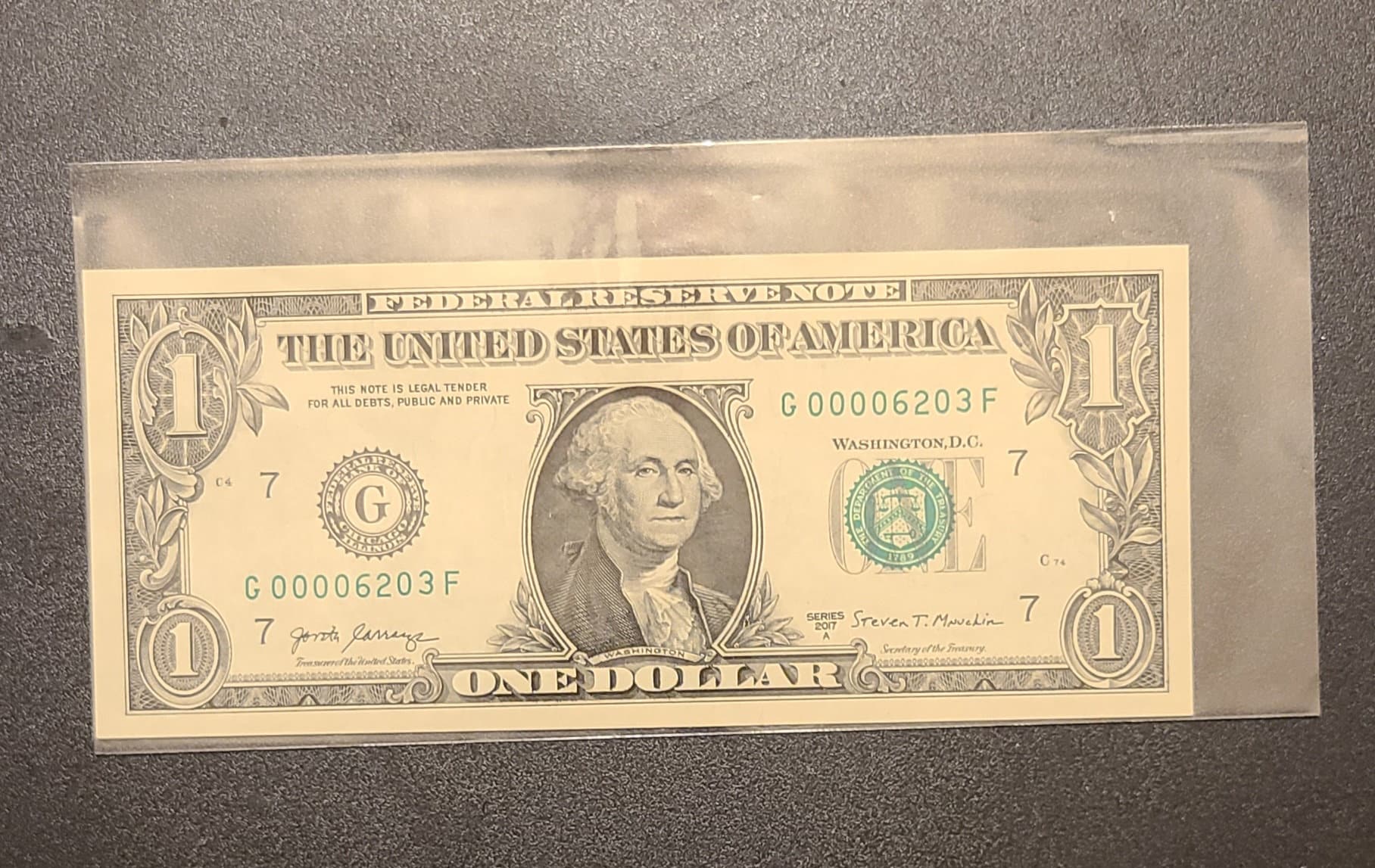 Rare Unique Fancy One Dollar Bill with Serial Number 1234567. Free Shipping